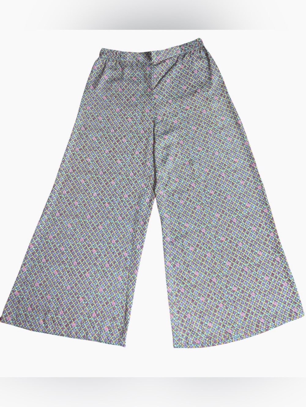 FLOREAT Anthropologie Silky Pull On Wide Leg Flowy Colorful Festival Pants Sz M